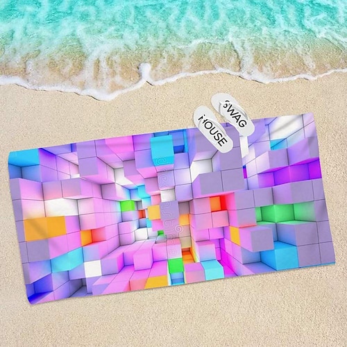 Strandtuch aus Mikrofaser, sandfrei, schnell trocknend, super saugfähig, große Handtücher, Decke für Reisen, Pool, Schwimmen, Camping, Yoga, Mädchen, Frauen, Männer, Erwachsene Image