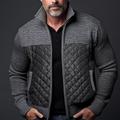 Herren Strickjacke Zip Pullover Reißverschluss Grober Cardigan Gerippt Stricken Cropped Tasche Strick Farbblock Ständer Warm-Ups Moderne zeitgenössische Casual Freizeitskleidung Bekleidung Herbst