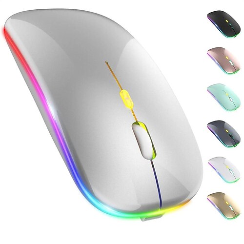 LED-Funkmaus Slim Silent Mouse 2,4 g tragbare mobile optische Office-Maus mit USB- und Typ-C-Empfänger 3 einstellbare dpi-Stufen für Laptop PC Notebook Macbook Image