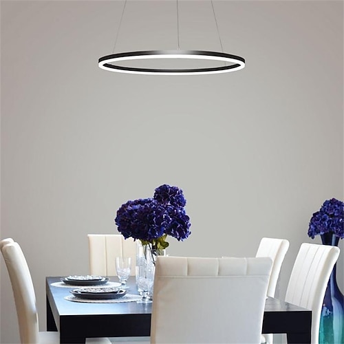 LED Pendelleuchte 40/60/80cm 1-flammig Ring Kreis Design dimmbar Aluminium lackierte Oberflächen luxuriöser moderner Stil Esszimmer Schlafzimmer Pendelleuchten 110-240V nur mit Fernbedienung dimmbar Image