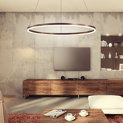LED-Pendelleuchte 40/60/80 cm, einflammig, ringförmiges Design, dimmbar, Aluminium, lackiert, luxuriöser, moderner Stil, geeignet für Esszimmer und Schlafzimmer, 110–240 V, dimmbar mit Fernbedienung Image