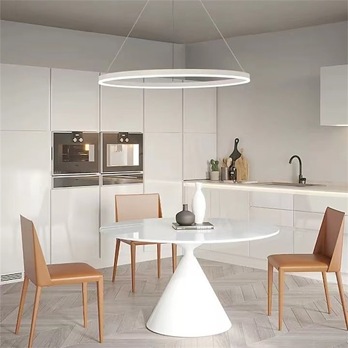 LED Pendelleuchte 40/60/80cm 1-flammig Ring Kreis Design dimmbar Aluminium lackierte Oberflächen luxuriöser moderner Stil Esszimmer Schlafzimmer Pendelleuchten 110-240V nur mit Fernbedienung dimmbar Image