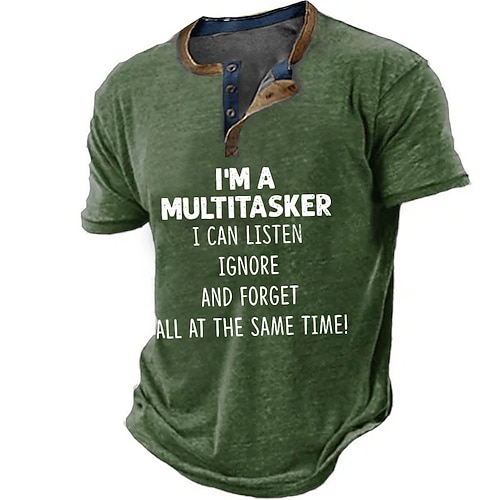 Herren Lustiges Grafik T-Shirt - Multitasker-Zitat 'Hören Ignorieren Vergessen' Lifestyle Kurzarm Tee Image