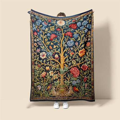 Der Baum des Lebens, Vintage-Muster, superweiche Überwurfdecke, neuartige Flanell-Überwurfdecken, warm bedruckt, für alle Jahreszeiten, Geschenke, Heimdekoration, große Decke Image