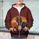 Jungen 3D Dinosaurier Kapuzenshirt Mantel Oberbekleidung Langarm 3D-Druck Herbst Winter Modisch Strassenmode Cool Polyester kinderkleidung 3-12 Jahre Outdoor Casual Täglich Regular Fit