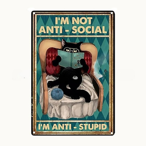 1 Stück Retro-Metall-Blechschild, süße Katze, Blechschild, Vintage-Küchenschilder, Wanddekoration, Malerei, Wandbehang für Heimdekoration, Wandkunst, Metall-Blechschild, 20 x 30 cm/8'' x 12'' Image