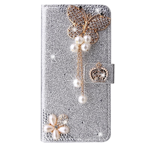 Handy Hülle Handyhüllen Für Samsung Galaxy S25 S23 S22 S21 FE S21 Ultra Plus A35 5G A54 A73 A53 A33 Brieftaschenhülle Strass Mit Kartenhalter Magnetischer Flip Glitzernd Kristalldiamant PU-Leder Image