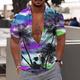 Herren Hemd Hawaiihemd Sommerhemd Grafik-Shirt Aloha-Shirt Kokosnussbaum Landschaft Umlegekragen Weiss rot Blau Violett Purpur Grün Print Outdoor Strasse Kurzarm Button-Down Bedruckt Bekleidung