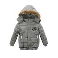 Kinder Jungen Daunenmantel Winter Hoodie Jacke Webpelzbesatz Langarm Grün Blau Schwarz Uni Parka 3-6 Jahre