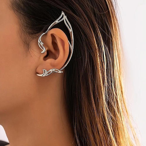 Gothic-Elfenohren-Cuffs für Frauen und Mädchen Süße Katzenohren-Wickelei Nicht-pierced Fake-Ohrringe für Cosplay-Party Knorpel-Ohr-Accessoires Schmuck Weihnachtsgeschenk Image