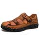 Herren Sandalen Ledersandalen Handgefertigte Schuhe Römische Schuhe Strand Design Outdoor Täglich Nappaleder Atmungsaktiv Klettverschluß Schwarz Braun Sommer Frühling