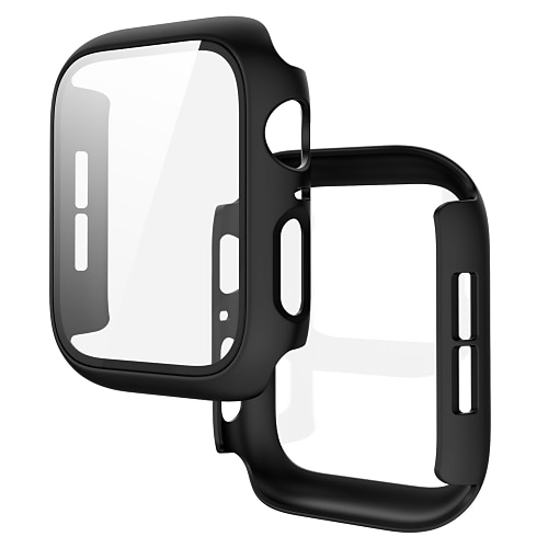 Uhrengehäuse mit Displayschutzfolie Kompatibel mit Apple Watch Series 8 7 41mm 45mm / Series 6 5 4 SE 40mm 44mm / Series 3 2 1 38mm 42mm Kratzfest Stoßfänger-Vollabdeckung Gehärtetes Glas / PC Image