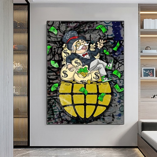 Handgefertigtes buntes Graffiti-Kunst-Ölgemälde, handgemaltes Wandkunst-Cartoon-Pop-Art-Street-Art-Leinwandgemälde, Wandkunst-Ölgemälde, Bürodekoration für Wohnzimmer, Schlafzimmer, Dekoration Image