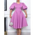 Damen abendkleider Heimkehr-Kleid Cocktailkleid Rüschen Rundhalsausschnitt Kurzarm Midikleid kleid hochzeitsgast Geburtstag Schwarz Weiß Sommer Frühling