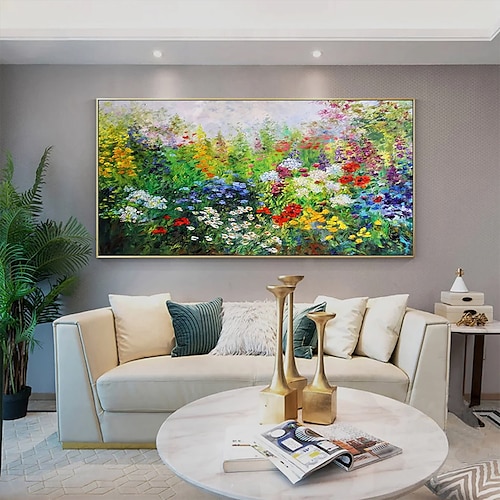 Handgefertigtes Ölgemälde auf Leinwand, Wandkunst, Dekoration, Lotusblumen für Wohnkultur, gerollt, rahmenlos, ungedehnt Image