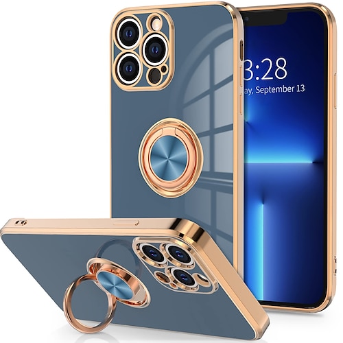 Handy Hülle Handyhüllen Für iPhone 16 15 14 Pro Max Plus 16e 13 12 11 Pro Max Mini Rückseite Mit Ständer Ringhalter Kameralinsenschutz TPU Beschichtung Image