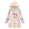 kinderkleidung Mädchen Kleid Regenbogen Einhorn Streifen Langarm Outdoor Casual Rüsche Modisch Kuschelig Täglich Baumwolle Knielang Casual kleid Sweatkleid Frühling Herbst 2-8 Jahre Rosa Purpur