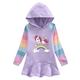 kinderkleidung Mädchen Kleid Regenbogen Einhorn Streifen Langarm Outdoor Casual Rüsche Modisch Kuschelig Täglich Baumwolle Knielang Casual kleid Sweatkleid Frühling Herbst 2-8 Jahre Rosa Purpur