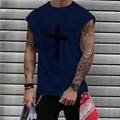 Graphic Kreuz Weiß Marineblau T Shirt Tank Top Herren Grafik Baumwolle Hemd Sport Leicht Hemd Gurte Bequemes T-Shirt Casual Festtage Sommer Modedesigner-Kleidung M L XL XXL 3XL