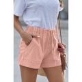 Damen Basic Casual Shorts Kurze Hosen Weite Hosen Ausgebeult Tasche Kurz Hose Täglich Festtage Mikro-elastisch Einfache Baumwollmischung Leicht Draussen Mittlere Taillenlinie Hellblau Weinrot Rosa