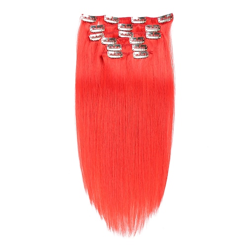 Einclipsen Haarverlängerungen Remy Menschenhaar Clip On Haarverlängerungen 7 Stück 100 g Packung Glatt Blond 14-24 Zoll Haarverlängerungen Image