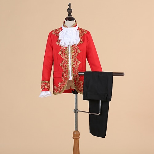 Mantel Hosen Kragen Buchwoche 2026 Retro Vintage Mittelalterlich Mantel Hose Outfits Prinz Aristokrat Bestickt Overall Hosenanzug Kostüm Jungen Party Platinjubiläum der Königin 2022 Elisabeth 70 Jahre Image