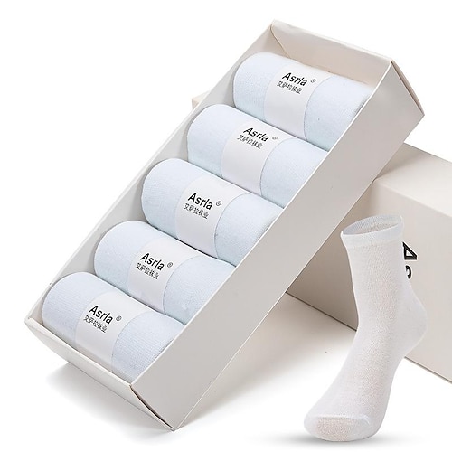 Herren 5 Paare Schwarz Weiß Farbe Solide / einfarbig B¨¹ro Casual Täglich Frühling Herbst Ganzjährig Legere Socken Geschäftlich Image