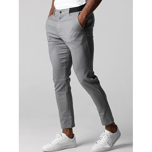 Herren Hose Hosen Chinesisch Chino Chino Hosen Tasche Glatt Komfort Atmungsaktiv Outdoor Täglich Ausgehen Modisch Brautkleider schlicht Schwarz Dunkelblau Image