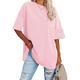 T Shirt Damen Schwarz-1 Weiß Rosa Einfarbig Lose Täglich Basic Neon und Hell Rundhalsausschnitt Lockere Passform M / M.