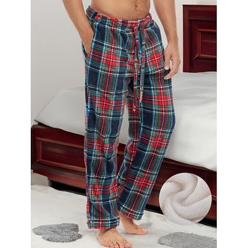 Herren Hausanzug Flanell-Pyjama-Hose Karierte hose Lounge Hose 1 pcs Plaid Grafik-Drucke Stilvoll Brautkleider schlicht Komfort Heim Täglich Flanell Komfort Hose Kordelzug Elastische Taille Herbst Image