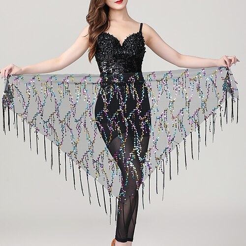 Bauchtanz Tanz Accessoires Gürtel Glitzer Quaste Pure Farbe Damen Leistung Ausbildung Hoch Polyester Pailletten Image