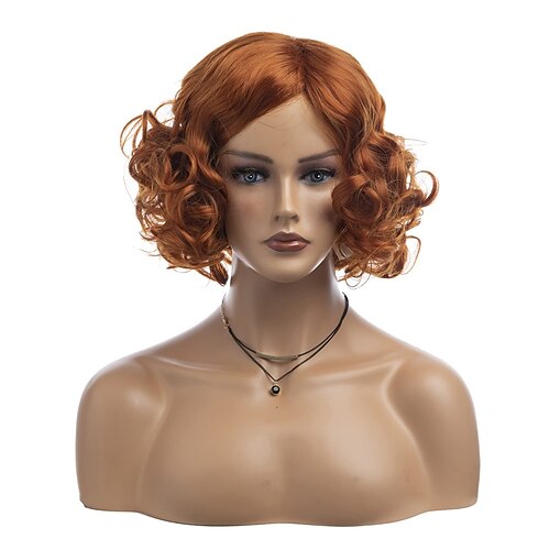 Kurze lockige rote Perücken für Frauen synthetische natürliche wellige rote Kostüm Cosplay Party Perücke mit Perückenkappe Halloween Perücken Image