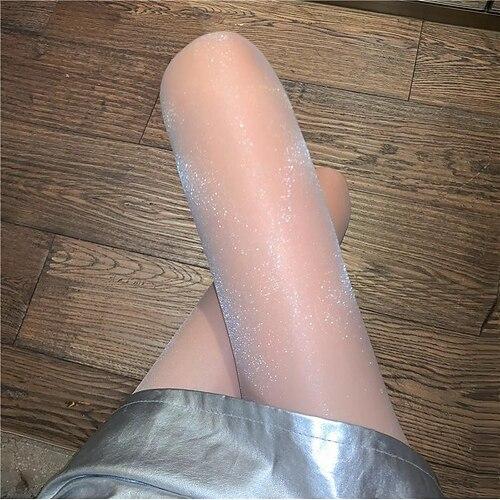 Damen Strumpfhosen Transparente Strumpfhosen Strümpfe Sommer Strumpfhose Sonnenschutz Beinformung Hochelastisch Glitzer Sexy Casual Schwarz Weiß Farbe Einheitsgröße