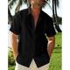 Herren Hemd leinenhemd Hemd aus Baumwollleinen Weißes Baumwollhemd Guayabera Hemd Knopfhemd Schwarz Weiß Gelb Kurzarm Glatt Kargen Sommer Casual Täglich Bekleidung