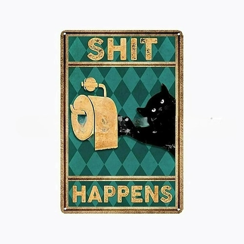 1 Stück Retro-Metall-Blechschild, Katze, Wein, Blechschild, Vintage-Küchenschilder, Wanddekoration, Malerei, Wandbehang für Heimdekoration, Wandkunst, Metall-Blechschild, 20 x 30 cm/8'' x 12'' Image