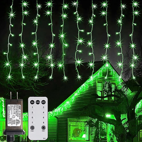 Außen-Eiszapfen-Fenster-Vorhanglichter 6x1M-300LED Stecker in 9 Farben Fernbedienung Fenster-Wand-Hängelicht Warmweiß RGB für Schlafzimmer-Party 31V EU/US/AU/UK-Stecker Image