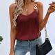 Damen Tank Top Spaghetti-Shirt Waffel Glatt Funkelnd Party Casual Pailletten Schwarz Ärmellos Party Metallisch V Ausschnitt Sommer