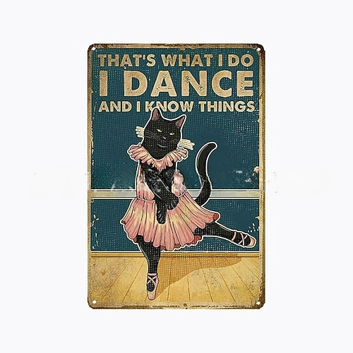 1 Stück Retro-Metall-Blechschild, Katze, Wein, Blechschild, Vintage-Küchenschilder, Wanddekoration, Malerei, Wandbehang für Heimdekoration, Wandkunst, Metall-Blechschild, 20 x 30 cm/8'' x 12'' Image