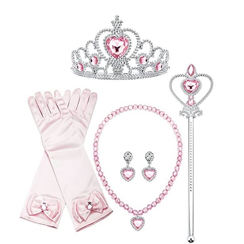 Krone Kopfbedeckung Kinder und Mädchen Zauberstab Haaraccessoires Set Elsa Prinzessin Auftritt Krone Halskette Elsa Handschuhe Weihnachtsgeschenk Image