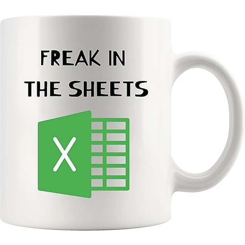 Excel-Kaffeetasse, lustige Geschenke für Frauen und Männer, Freak in the Sheets-Tasse, Geschenke für Chef, CPA, Freund, Kollegen, Buchhalter, weiße Keramik-Bürotasse, 300 ml Image