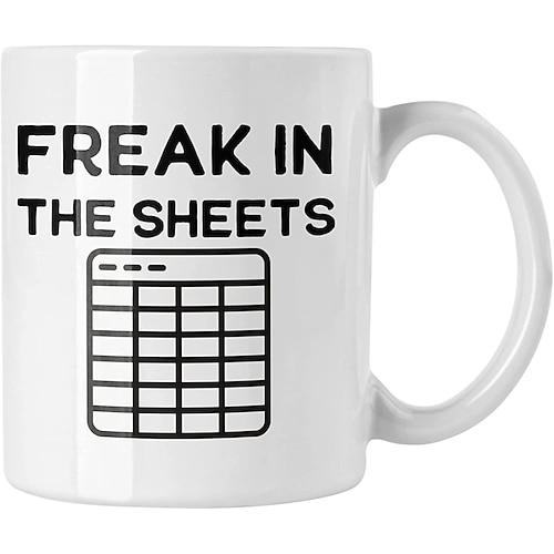 Excel-Kaffeetasse, lustige Geschenke für Frauen und Männer, Freak in the Sheets-Tasse, Geschenke für Chef, CPA, Freund, Kollegen, Buchhalter, weiße Keramik-Bürotasse, 300 ml Image