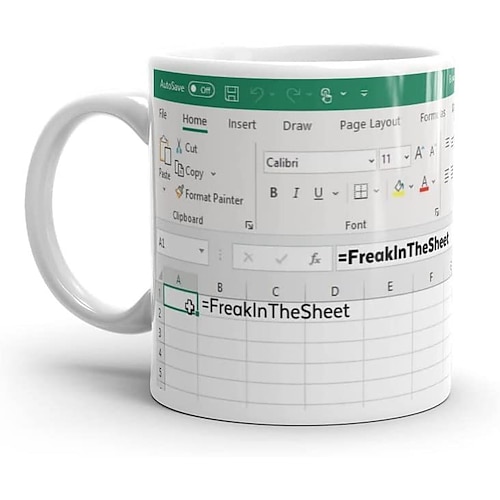 Excel-Kaffeetasse, lustige Geschenke für Frauen und Männer, Freak in the Sheets-Tasse, Geschenke für Chef, CPA, Freund, Kollegen, Buchhalter, weiße Keramik-Bürotasse, 300 ml Image