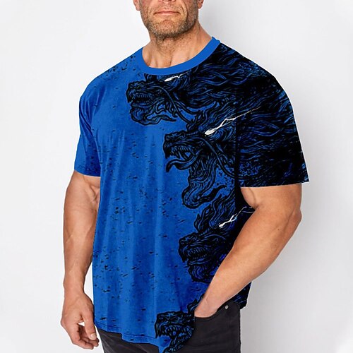 Herren Übergröße T Shirt Groß und hoch Graphic Rundhalsausschnitt Bedruckt Kurzarm Frühling Sommer Vintage Modisch Strassenmode Basic Urlaub Casual Oberteile Image