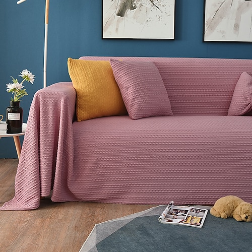 Sofabezug Sofadecke einfarbig Couchbezug Couchschutz Sofaüberwurf waschbar für Sessel/Wohnzimmer/3 Sitzer/4 Sitzer/L-Form Sofa moderne geprägte Polyester/Baumwoll-Mischung Überzüge Image