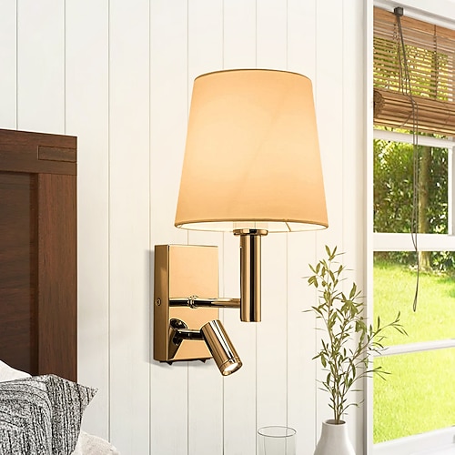 Wandleuchte 12,8 Zoll moderne Plug-in-Wandleuchter für den Innenbereich, USB-Ladeanschluss, Wandleuchte für Nachttisch, Haus, Lesezimmer, Zuhause. Nickel Image