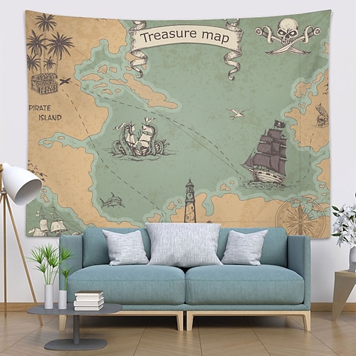 Weltkarte Wandteppich Kunst Dekor Decke Vorhang Picknick Tischdecke hängend Haus Schlafzimmer Wohnzimmer Wohnheim Dekoration Vintage Topographie Pergament Stil Wandtuch XXL Natur Image