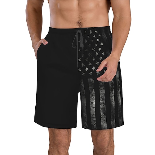 Herren 250. Jahrestag des Unabhängigkeitstages der USA am 4. Juli Grafikdrucke Nationalflagge Badehosen Badeshorts Boardshorts Mittlere Taille Hawaiianisch Boho Lässig Täglich Strand Kordelzug mit Image