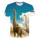 Kinder Baby Jungen T-Shirt Kurzarm Dinosaurier Fantastische Tierwesen Grafik 3D Tier Rundhalsausschnitt Druck Weiß Blau Gelb Kinder Oberteile Aktiv Cool 2-12 Jahre