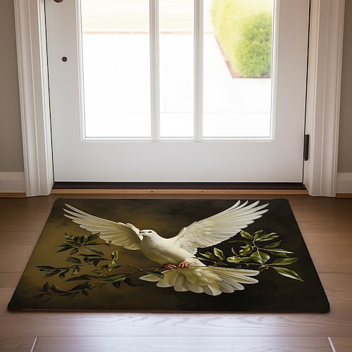 Friedenstaube Fußmatte Fußmatten waschbare Teppiche Küchenmatte Boho rutschfester ölbeständiger Teppich Indoor Outdoor Matte Schlafzimmerdekor Badezimmermatte Eingangsteppich Image