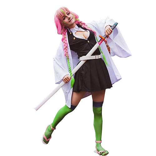 Kanroji Mitsuri Anime Cosplay-Anzüge Cosplay Perücken Halloween Karneval Für Damen Mädchen Kinder Erwachsene Image